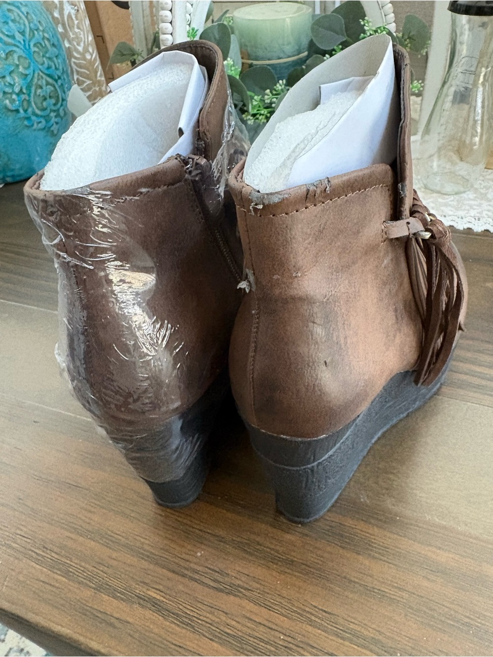 Sbicca Brown Fringe Ankle Booties with Braided Accent - Picture 4 of 5